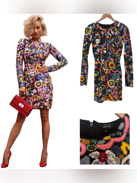 NADINE MERABI Dresses & Skirts - Nadine Merabi Emroidered Beaded Mini Dress